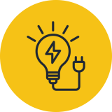 Light bulb with plug on yellow background.